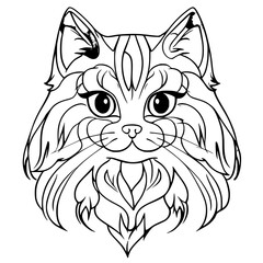 Ragdoll Cat Head SVG Black and White Illustration Art Generative AI.