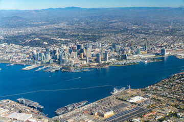 San Diego Skyline: Aerial Majesty of Urban Waterfront and Architectural Splendor, January 2024