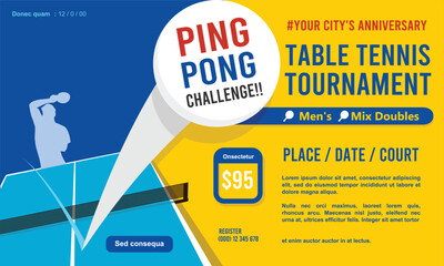 Great attractive table tennis pingpong flyer banner design for any media