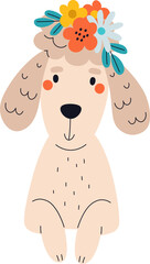 Dog With Flowers Headband