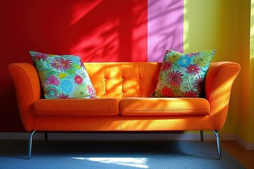 Bright sofa with pillow.