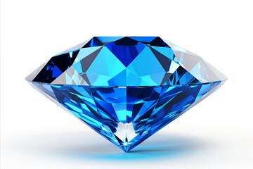 Blue diamond on white background   isolated precious gemstone for jewelry design or advertising