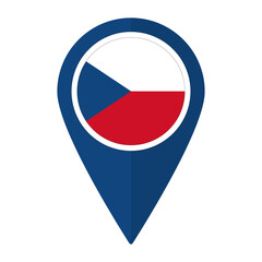 Czech Republic flag on map pinpoint icon isolated. Flag of Czech Republic.