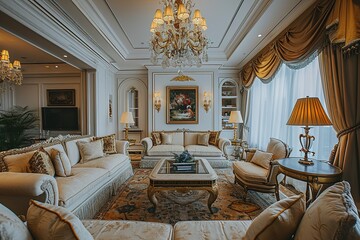 Interior of luxury and beautiful living room
