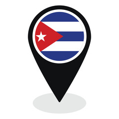 Cuba flag on map pinpoint icon isolated. Flag of Cub.