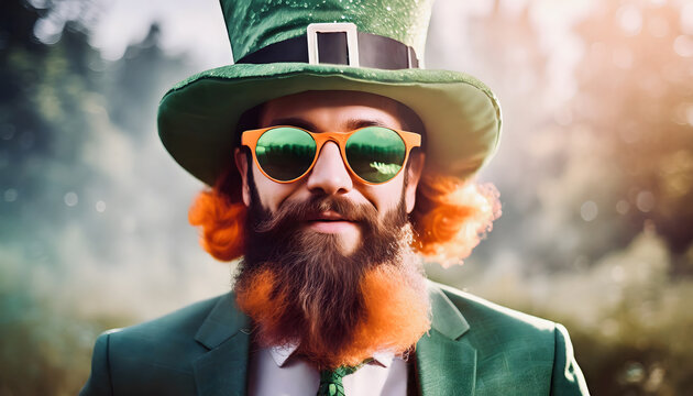 mann, st, patricks, day, party, close up, ballon, leprechaun, hut, sonnenbrille, kaukasier, karte, copy space, gestalten, entwerfen, karte, dublin