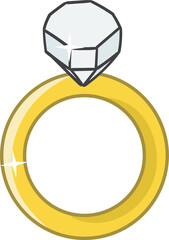 Wedding diamond ring cartoon flat icon design PNG