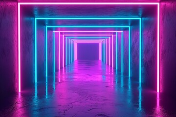 Abstract background with lines suggesting a long, vaulted corridor with receding perspective - obrazy, fototapety, plakaty