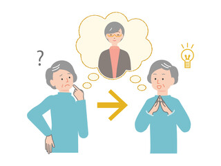 認知機能が改善した高齢女性のイラスト
