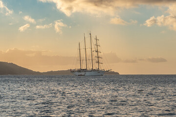 Amazing Carribean sunset with wonderful colors in the sky