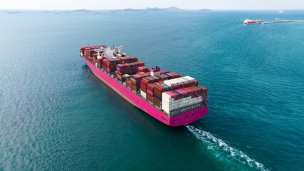 global business cargo logistic  container ship sailing in sea  import export goods and distributing...