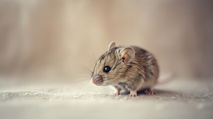  a small rodent sitting on top of a white floor next to a white wall and a light colored wall behind it and a small rodent in the middle of the middle of the photo.