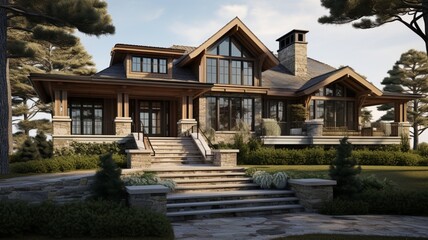 Exquisite Coastal Craftsman-Style Residence Showcasing Superb Artistry and Design - AI Generative