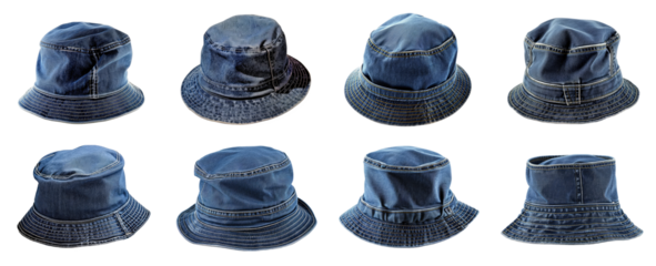 Set of denim hat, cut out - stock png.