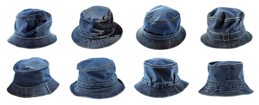 Set of denim hat, cut out - stock png.