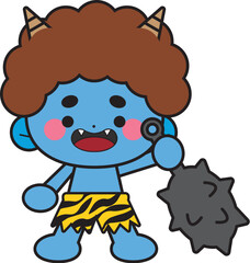 節分　赤鬼と青鬼　イラスト