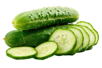 Pile of mature cucumbers, cut out - stock png.