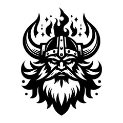 Vector logo of a Viking head. black and white logo of Norse guy. suitable for tattoo, emblems, logo