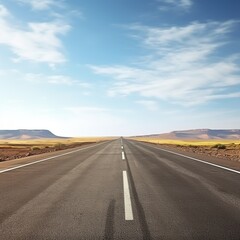 Fototapeta na wymiar Long and Empty Desert Road