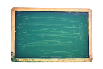 Empty green chalkboard, cut out - stock png.