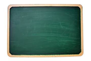 Empty green chalkboard, cut out - stock png.