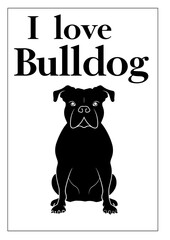 A design of a dog with the words I Love Bulldog displayed prominently.