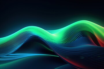 Wavy Multicolor Light Trails on Dark Background
