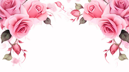 Pink rose flower composition background, decorative flower background pattern, floral border background