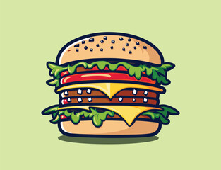 Hamburger vector icon illustration. Suitable for social media posts, mobile apps, and print media.