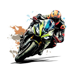 moto gp image desigen with PNG transparent background. vector style moto gp illustration design for stickers,t-shirts and others, generative ai