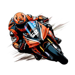 moto gp image desigen with PNG transparent background. vector style moto gp illustration design for stickers,t-shirts and others, generative ai