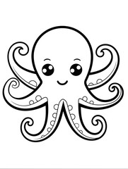Fototapeta premium Vector illustration of a hand drawn octopus coloring book