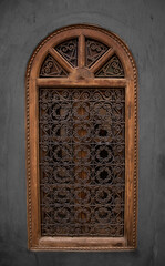 Traditional old Moroccan window in the Bahia Palace in Marrakech, Morocco