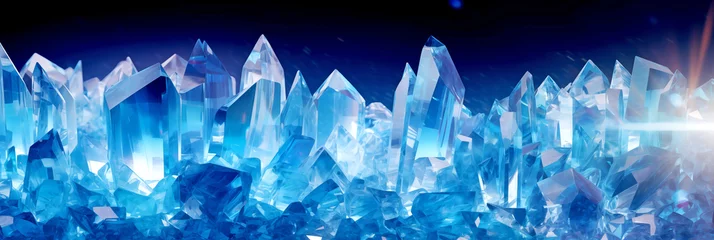 Foto op Aluminium texture of frozen blue crystals © PETR BABKIN