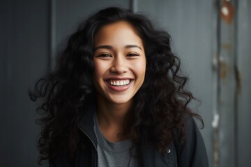 Asian bi-racial woman smiling happy face portrait - Powered by Adobe