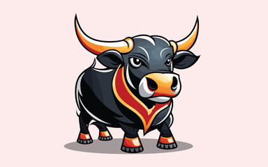 Vector illustration of a bull mascot design. Isolated on white background.