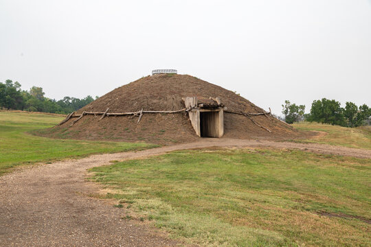 A Mandan Native American Indian Earth Lodge in Fort Lincoln State Park, North Dakota, USA