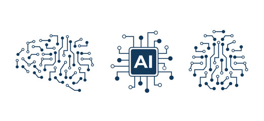 vector illustration tech pattern AI brain
