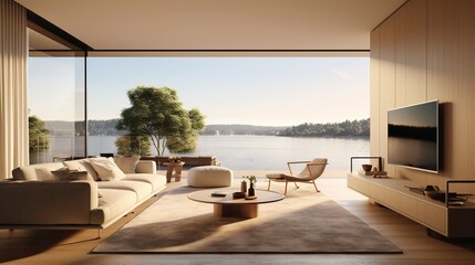 Modern scandinavian inspired living room interior design 