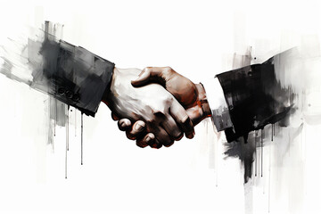 An abstract representation of a handshake, distilled into clean lines and shapes, symbolizing trust and partnership in business.