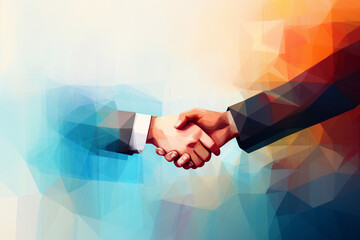 An abstract representation of a handshake, distilled into clean lines and shapes, symbolizing trust and partnership in business.