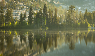 Hazy Morning light Over Lake Vernon in Yosemite