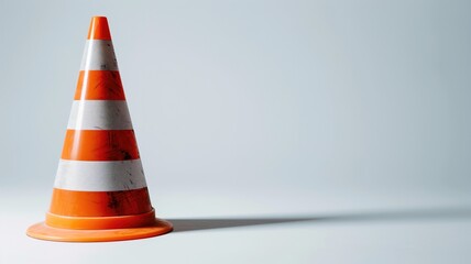 A new-looking traffic cone with slight smudges on a clean white background