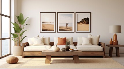 Modern elegant living room interior design inspired by aesthetic color palette 