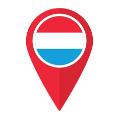 Fototapeta premium Luxembourg flag on map pinpoint icon isolated. Flag of Luxembourg