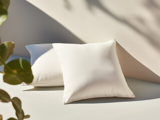 Fototapeta na wymiar square pillow mockup, white sofa cushion