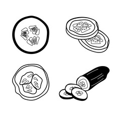 Cucumber Quartet Vector Lineart - Culinary Simplicity