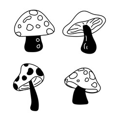 Mushrooms Vector Lineart - Culinary Delicacy