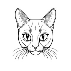 Siamese Cat Head SVG Black and White Illustration Art Generative AI.