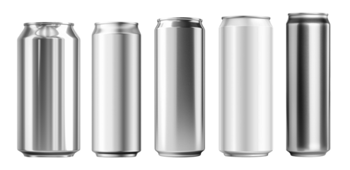 a set of aluminum cans isolated	
